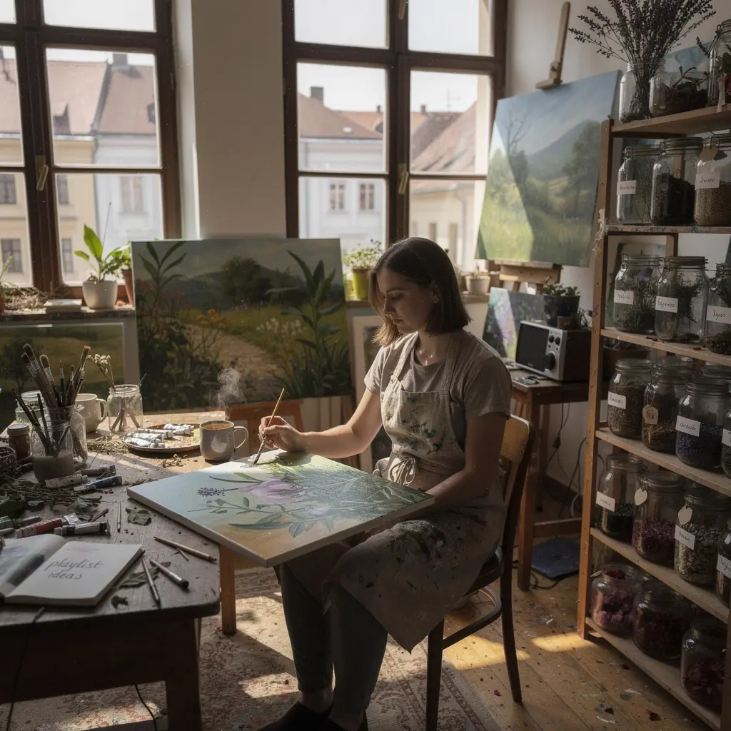 Detailný záber na sušené bylinky usporiadané v malých sklenených nádobách.