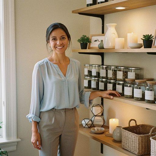 Zelený čaj obklopený čerstvými bylinkami a kvetmi na drevenom stole.